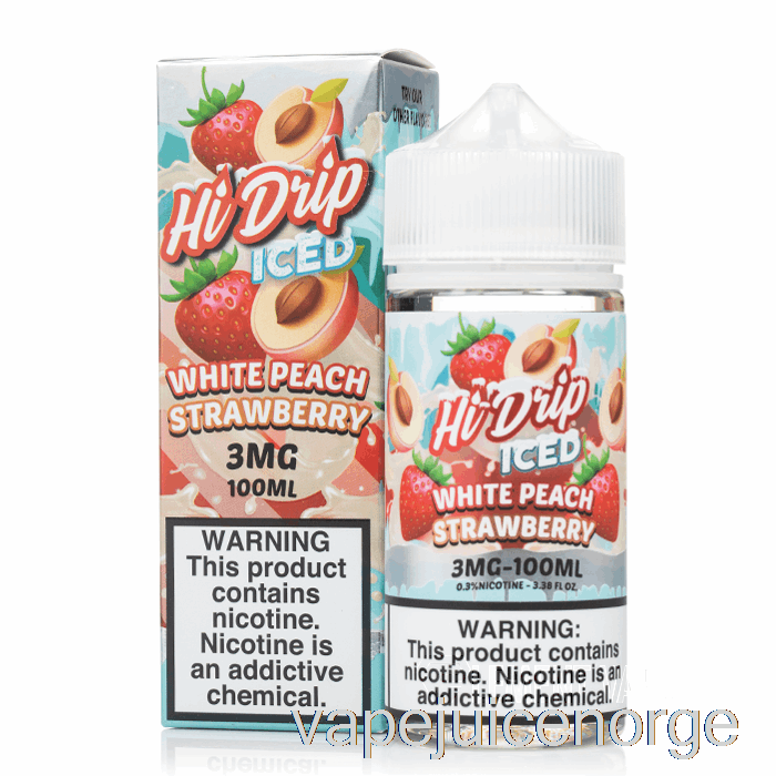 Vape Uten Nikotin Iset Hvit Fersken Jordbær - Hi-drip - 100ml 0mg